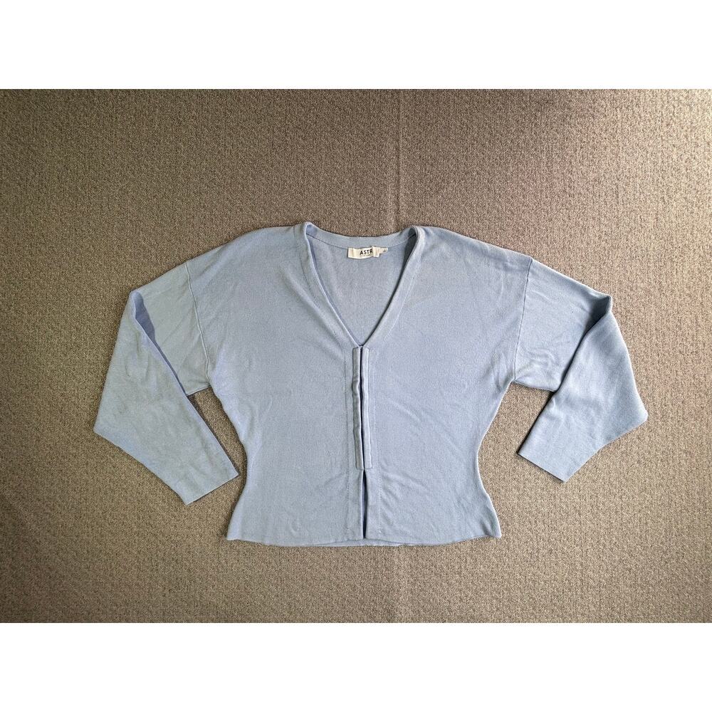 ASTR the Label Sz L Light Blue Cardigan Drop Sleeve Hook & Eye Closure